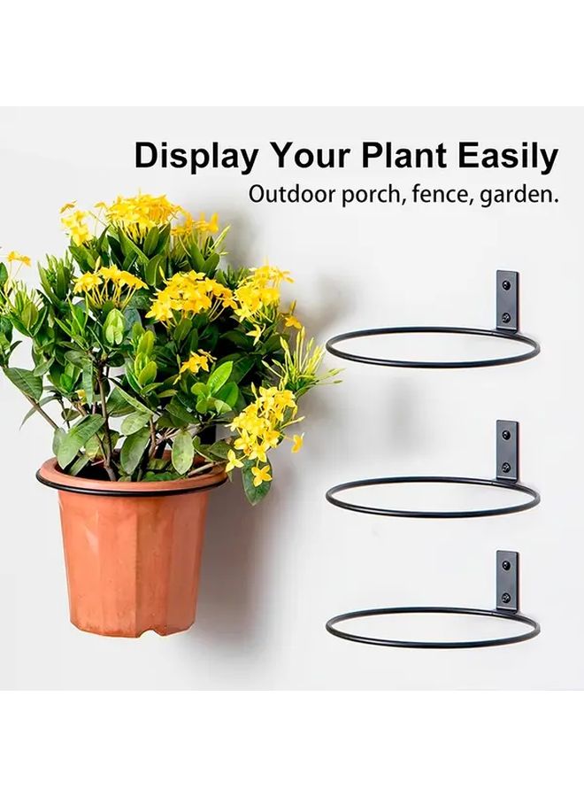 6Pcs 5 Inch Matte Black Metal Wall Hanging Flower Pot Holder Rings Set - Image 5